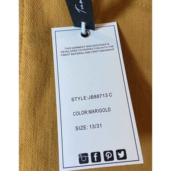 NWT Judy Blue Garment Dyed Raw Hem Flare Jeans Marigold Size 13 31 New - Picture 3 of 6